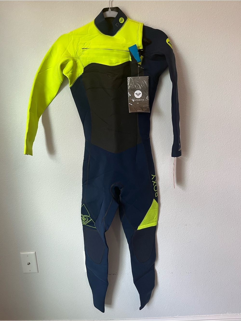 Roxy Youth Neon Yellow & Navy Wetsuit - Long Sleeve Swim Wetsuit